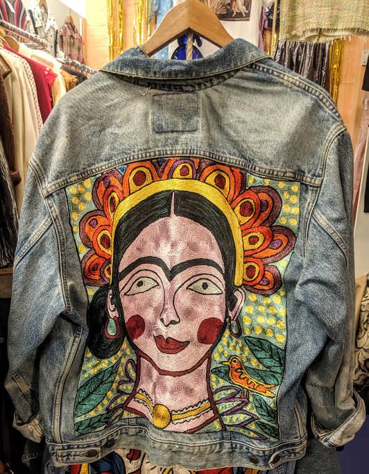 Painted jean jackets are all the rage right now. If you (like me) don't have the talent to DIY, why not buy one premade, like the gorgeous upcycled Frida Kahlo jean jacket?